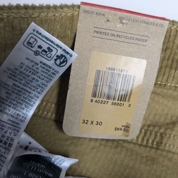 NEW Levi's 711 Pants Women 32x30 Corduroy Skinny Mid Rise Beige NWT - Picture 8 of 10